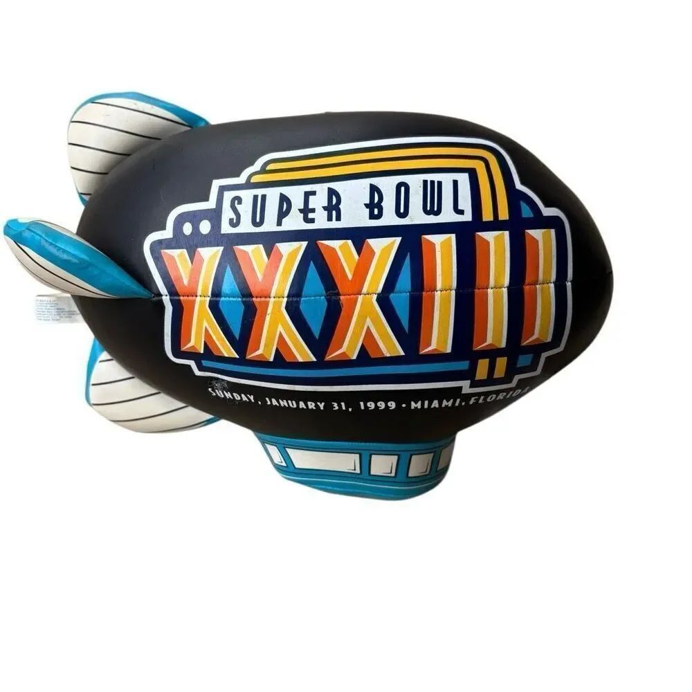 Super Bowl XXXIII 1999 Souvenir Plush Blimp Broncos Falcons 10” Long